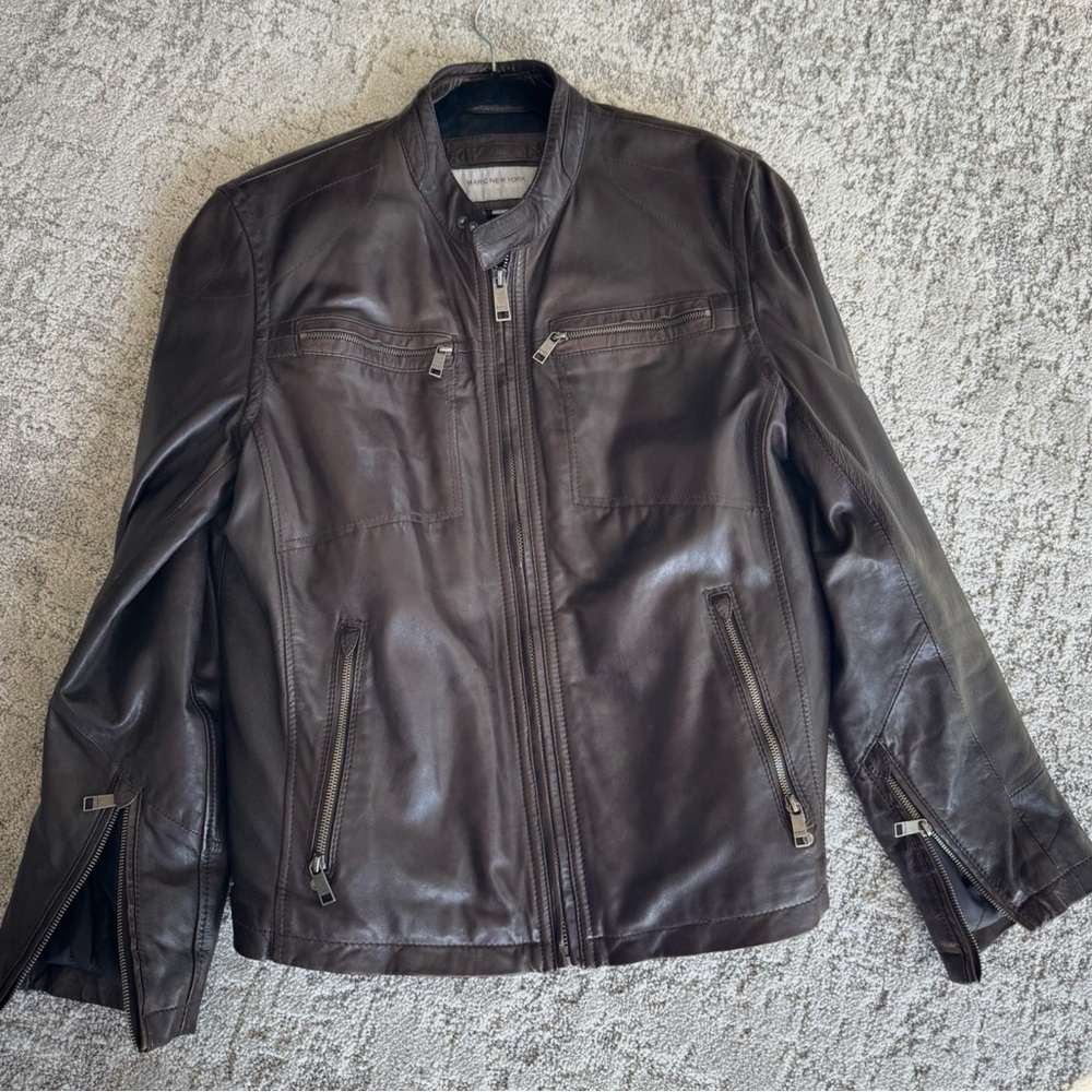 MARC NEW YORK- Men's Brown Leather Jacket - Picture 3 of 5